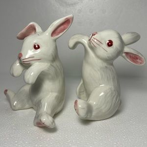 Vintage White Bunny Rabbit Salt and Pepper Shakers